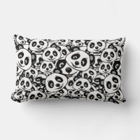 Modern Black and White Cute Panda Bear Pattern