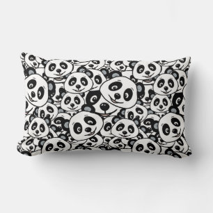 Modern Black and White Cute Panda Bear Pattern Lumbar Cushion