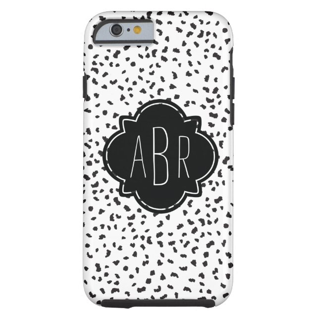 Modern Black and White Dalmatian Spots Monogrammed Case-Mate iPhone Case (Back)