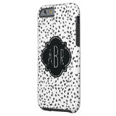 Modern Black and White Dalmatian Spots Monogrammed Case-Mate iPhone Case (Back Left)