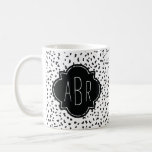 Modern Black and White Dalmatian Spots Monogrammed Coffee Mug<br><div class="desc">This modern pattern of Dalmatian like spots is on trend and a very cool way to add animal print to your life. Don't forget to personalise the three-letter monogram! ©2014 all rights reserved.</div>