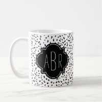 Modern Black and White Dalmatian Spots Monogrammed
