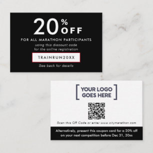 Modern Black And White Discount Coupon Logo QR