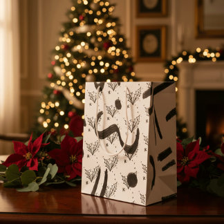 Modern Black and white doodle style art  Medium Gift Bag