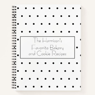 Modern Black and White Dot Recipe Organiser Notebook