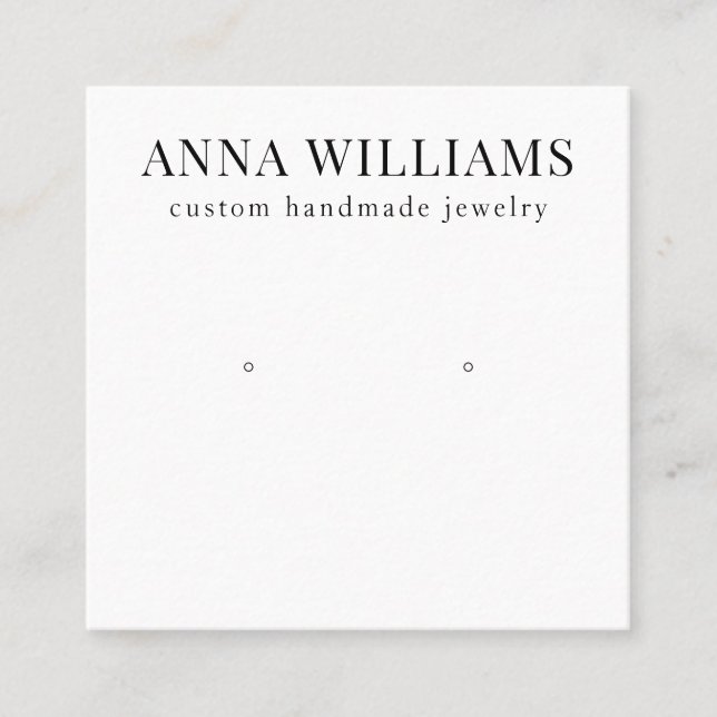 Modern Black and White Earring Studs Display Square Business Card (Front)