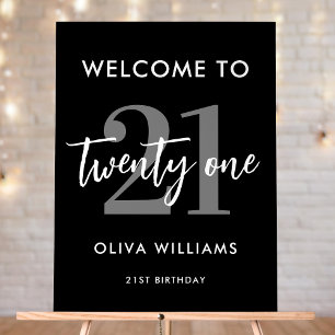 Modern Black and White Elegant 21st Birthday Acrylic Sign