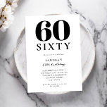 Modern Black and White Elegant 60th Birthday Invitation<br><div class="desc">Modern Black and White Elegant 60th Birthday</div>