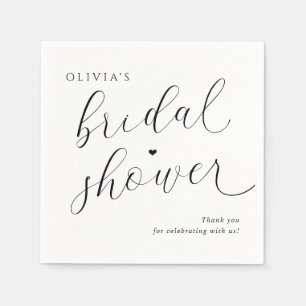 Modern Black and White Elegant Bridal Shower Napkin