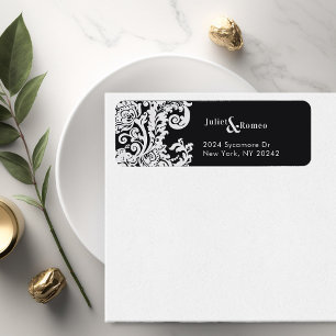 Modern Black and White Elegant Floral Damask