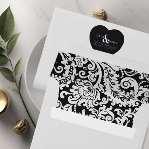 Modern Black and White Elegant Floral Damask  Enve Envelope