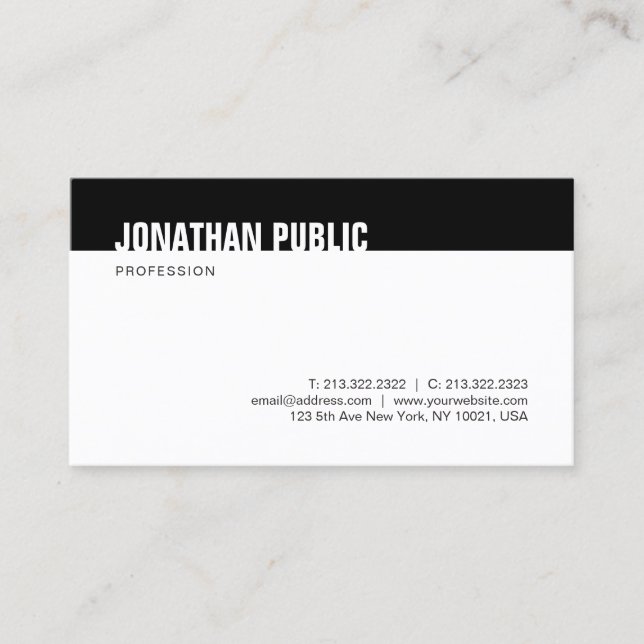 Modern Black And White Elegant Minimalist Template Business Card (Front)