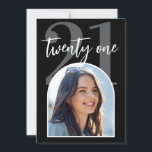 Modern Black and White Elegant Photo 21st Birthday Invitation<br><div class="desc">A simple modern photo 21st birthday invitation featuring elegant calligraphy script typography and minimalist design in black and white colour.</div>