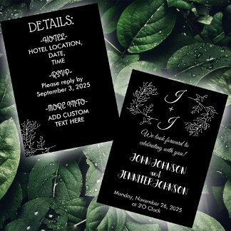 Modern Black And White Elegant Simple Wedding Invitation