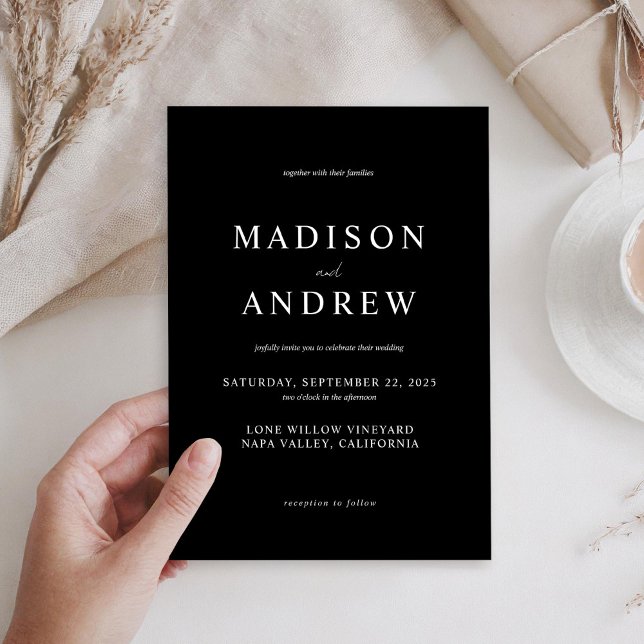 Modern Black and White Elegant Wedding Invitation (Creator Uploaded)