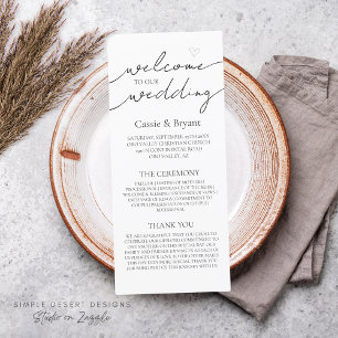 Modern Black and White Elegant Wedding Program