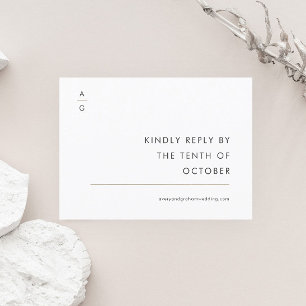 Modern Black and White Elegant Wedding Website  RSVP Card