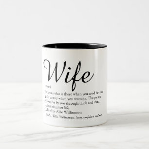 Modern Black and White Elegant Wife Definition  Two-Tone Coffee Mug