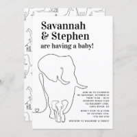 Modern Black and White Elephant Joint Baby Shower