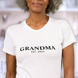 Modern Black and White Established Grandma T-Shirt