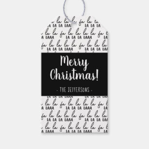 Modern Black and White Fa La La La Christmas Wrapp Gift Tags