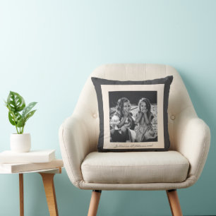 Modern Black and White Family Custom Photo Cushion