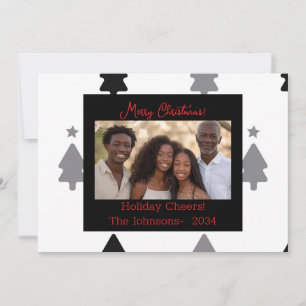 Modern Black and White Family Photo Christmas Card
