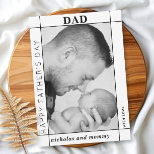 Modern black and white Father's Day photo          Holiday Card