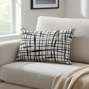 Modern Black and White Fenced Accent Pillow