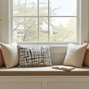 Modern Black and White Fenced Accent Pillow