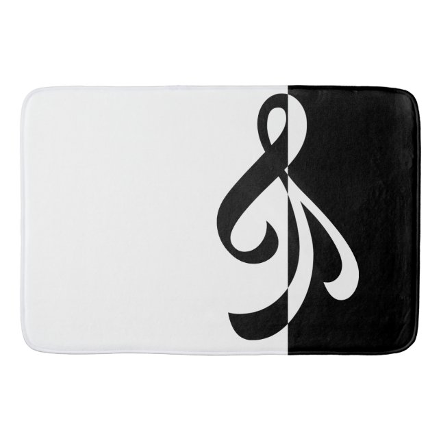 Modern Black and White Flourish Bath Mat (Front)