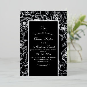 Modern Black and White Flower Foil Wedding