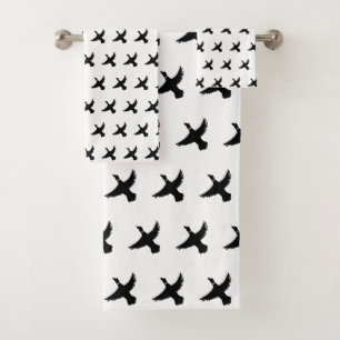 Modern Black and White Flying Duck Bath Towel Set