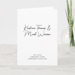 Modern Black and White Folded Wedding Program Card