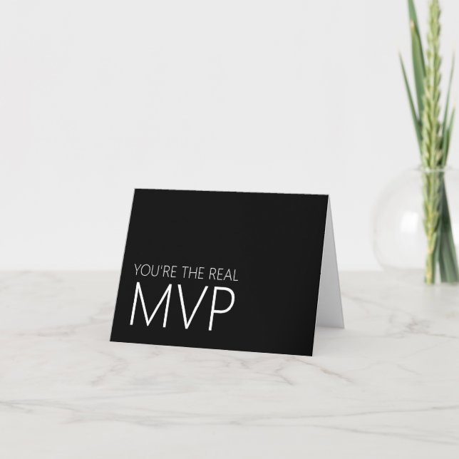 Modern Black and White Football MVP Thank You Card (Front)