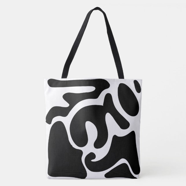Modern Black and White Freeform Pattern Tote Bag (Front)
