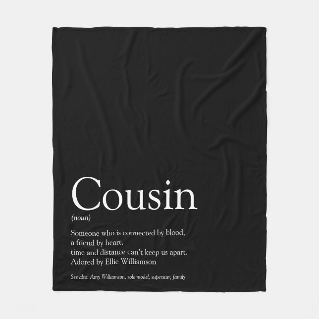 Modern Black and White Fun Cool Cousin Fleece Blanket (Front)