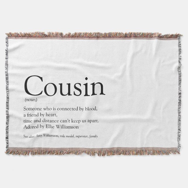 Modern Black and White Fun Cool Cousin Throw Blanket (Front)