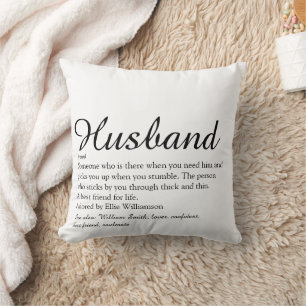 Modern Black and White Fun Husband Definition  Cushion