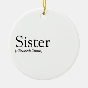 Modern Black and White Fun Sister Definition  Ceramic Tree Decoration