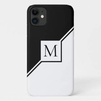 Modern black and white geometric monogram Case-Mate iPhone case