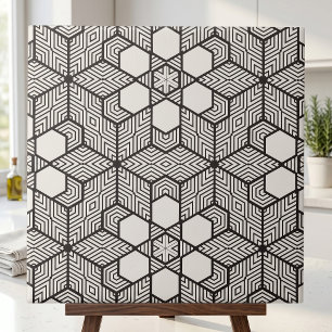 Modern Black and White Geometric Optical Illusion  Tile