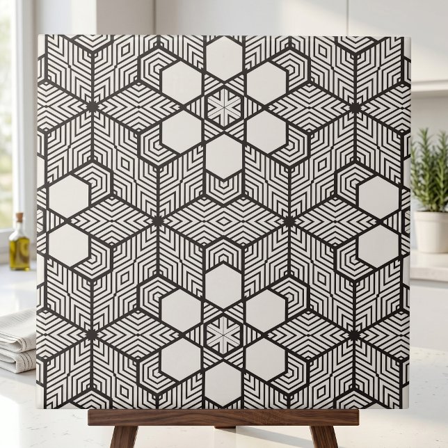 Modern Black and White Geometric Optical Illusion  Tile (Creator Uploaded)