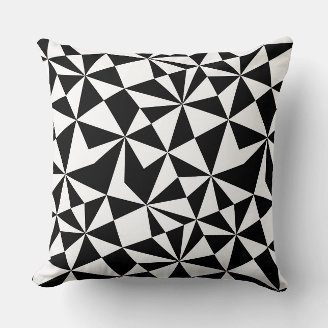 Modern Black And White Geometric Pattern Cushion (Front)