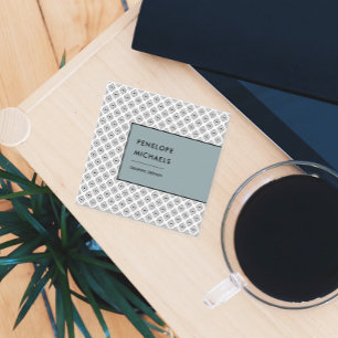 Modern Black and White Geometric Square Business Card