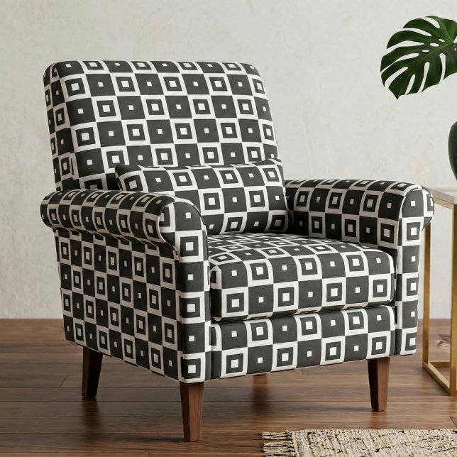 Modern Black and White Geometric Squares Pattern Fabric (Creator Uploaded)
