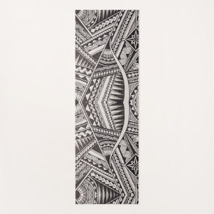 Modern Black and White Geometric Tribal Pattern Yoga Mat