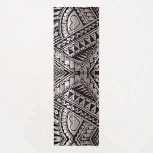 Modern Black and White Geometric Tribal Pattern Yoga Mat