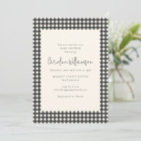 Modern Black and White Gingham Plaid Baby Shower