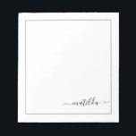 Modern Black and White Girly Script Name  Notepad<br><div class="desc">Add your custom name to this elegant minimalistic simple notepad. Feel free to customise and personalise. Edit and colour options are available.</div>